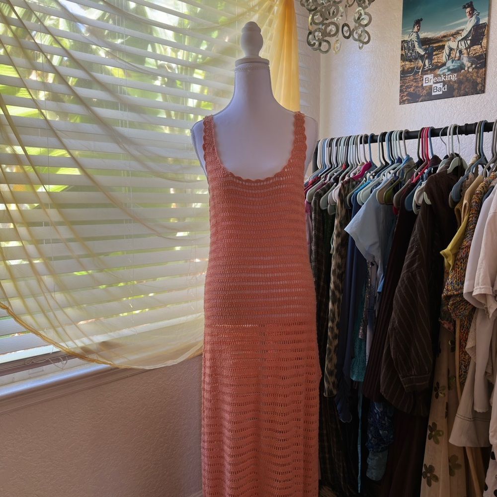 VENUS Coral Knit Maxi Dress